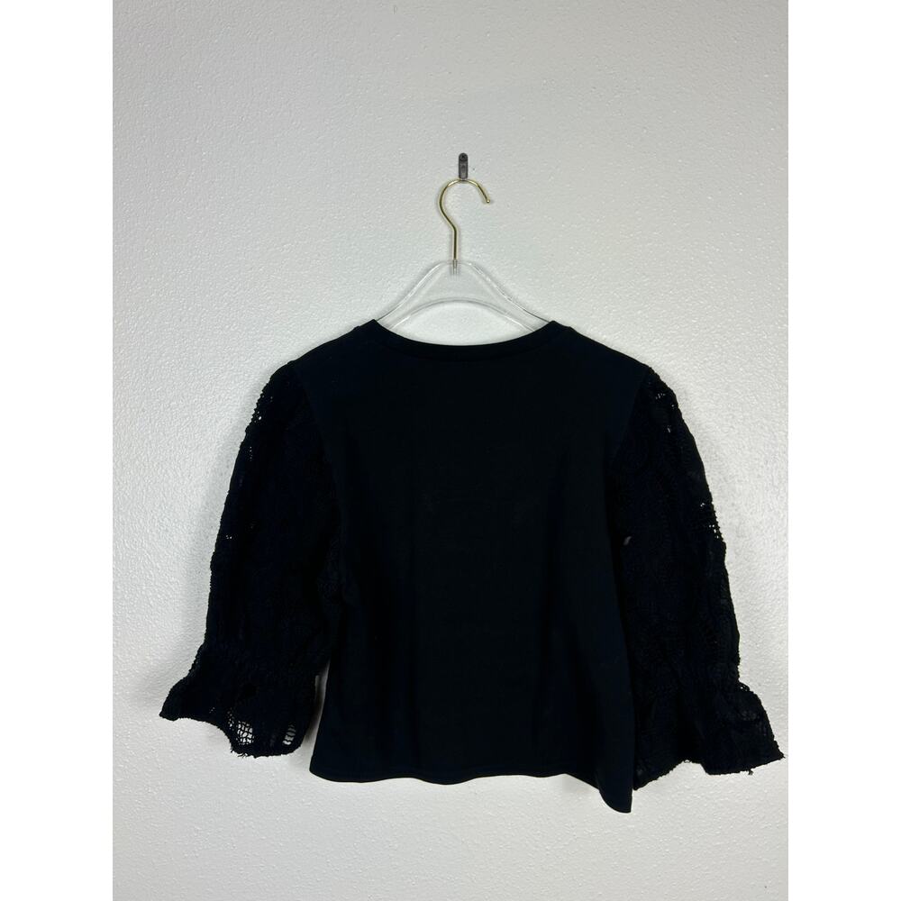 Cinq à Sept Carmine Embroidered Eyelet Top Black Small Feminine Romantic - Picture 8 of 8